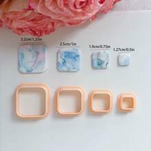 4Pcs/Set 4Sizes 0.5in/0.75in/1in/1.25in Rounded Square/Circle/Bria/Half Circle Organic Shape Polymer Clay Cutters Clay Supplies For DIY Earring Makings - Apricot - View 8