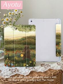 1 Pc Forest Bear Tablet Case & Kindle E-Book Case Compatible With IPad 10th Generation, IPad 10.2/Mini6/Mini7/9.7 Inches, Compatible With Samsung Galaxy Tab A9 Plus, Kindle (11th Generation-2024 Release)(6 Inch), Kindle Paperwhite 12th Gen 2024, Great Holiday Gift, Stylish And Simple Pattern. - Multicolor - View 3