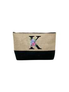 2pcs/Set Women's Beach Tote Bag With Shoulder Strap, Beach Hat And Cosmetic Bag, Personalized Letter A-Z Beach Accessory Bag With Side Pocket, Ideal Gift For Women, Mothers, Teachers, Friends, Bridesmaids, Students, Suitable For Beach Vacation, Outdoor Wedding, Birthday, Holiday, Large Capacity For Weekend Getaway - Multicolor - View 33