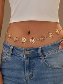 1pc Bohemian-Style Metal Sun Waist Chain Body Chain Dress Waist Accessories For Lady Summer Beach Vacation Waist Chain - Sun Waist Chain - View 12