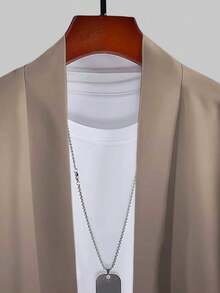 男士休闲时尚开衫、渐变色印花上衣、服装 - 巧克力棕 - 查看 6