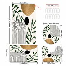 1/3/4 pièces Ensemble de rideau de douche médiéval, tapis de bain, couvre-siège de toilette et tapis de bain. Motif bohème abstrait de feuilles et d'arches. Accessoires modernes, imperméables et résistants à l'usure. Avec 12 crochets. Fabriqué en polyester antidérapant et lavable. Parfait pour la décoration de vacances, la maison, la chambre, le style occidental et Noël.