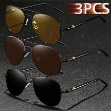 3 sztuki klasycznych okularów pilotów z metalową oprawką, vintage, okrągłe, męskie, damskie, luksusowe, markowe, designerskie, modne, tropikalne, plażowe, wakacyjne, letnie, pastelowe, błyszczące, materiałowe, eleganckie, estetyczne, wakacyjne, okulary, dla mężczyzn, do jazdy samochodem, wędkowania, podróży, zakupów, turystyki, gogle, retro, podróżne, okulary dla kierowców, męskie i damskie (uwaga: etui na okulary widoczne na zdjęciu nie jest dołączone)