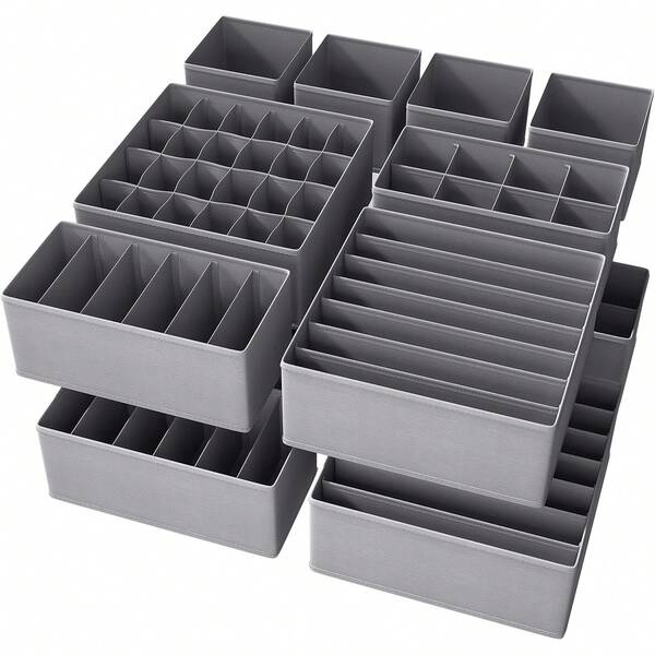 12pcs Multi-Layer Classic Fabric Drawer Storage Boxes For Underwear, Socks And Clothing - Fleece Storage Boxes, Home Storage Boxes, Storage Baskets