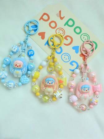 1pc Cute Flock Rabbit Elf Keychain Pendant Cute Bag Hanging Accessories Gift
