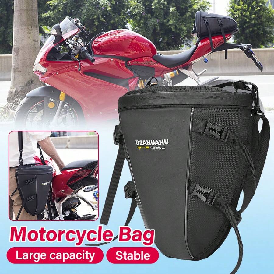 Waterproof Motorcycle Tail Bag Motorbike Back Seat Bags Waterproof Wear Resistant Multi-Functional Durable Moto Rider Backpack - màu đen - Xem 1