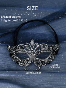 1pc Fashionable Rhinestone Mask, High-End Geometric Hollow-Out Mask For Halloween Party, Masquerade Ball Decor - Mask - View 6