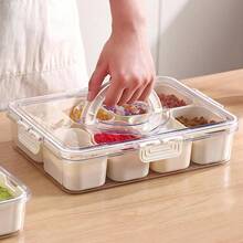 MineSign 2Pack Divided Snackle Box With Lids Stackable Food Serving Tray For FruitandVeggie Plastic Fridge Storage Container For Pantry Freezer Clear Snack Box For Meal Prep Candy Nuts Spice - 1 Paket dengan 8 pembagi - View 4