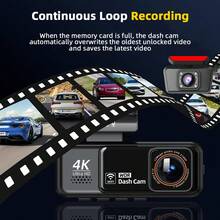 4K Dash Cam, 2160P Car Camera, Mini Dash Cam, 4K Front Camera + 2K Rear Camera (Optional), Built-In GPS And WiFi, 128GB Dash Cam Storage Card (Optional)