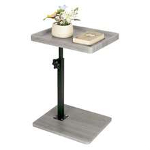 Gets Adjustable C Shaped Side Table, C Table End Table With Wheels For Sofa, 360° Swivel Sofa Table For Livingroom,Bedroom,Study And Small Spaces,Bedside Tables - Màu xám nhạt không có bánh xe - Xem 3