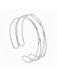 1pc Women's Elegant Hollow Criss-Cross Multi-Layer Adjustable Arm Bracelet, Minimalist Luxury Accessory - Multicolor - View 9