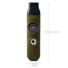 七合一生存多功能工具口哨，ABS户外安全口哨，带指南针、放大镜、信号镜、LED灯、温度计、挂绳，适用于皮划艇、划船、徒步旅行、露营、登山、钓鱼、救援。耐用的生存工具，适合冒险爱好者，户外多功能工具