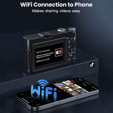 Cámara digital 4K CAMKORY talla grande reciente con pantalla de 3" giratoria 180°, cámara compacta con WiFi, cámara vlog de 64MP con zoom digital 16X, anti-sacudidas, autofocus, cámara de viaje para adolescentes y principiantes + tarjeta SD de 32GB + 2 baterías