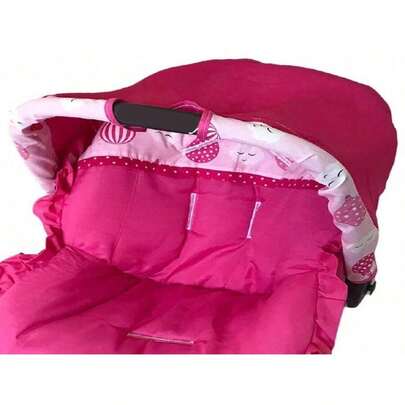 Somente Capota para Bebê Conforto cor Pink com Rosa - Borda com estampa Balões Rosa e Pink
