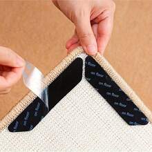 12pcs/Set Non-Slip Rug Gripper Suitable For Hardwood Floors And Tiles, Anti-Slip Rug Grips, Washable Carpet Tape, Rug Pads, Side Gripper For Home Safety & Comfort - Đen 12 chiếc - Xem 2