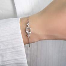 1pc Hollow Cat Inlaid Bracelet, Versatile Luxurious Elegant Design Jewelry, Gift Accessory For Women