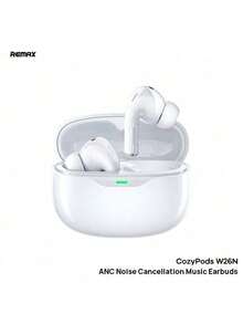 REMAX CozyPods W26N Earbuds With 42-Hour Battery Life, Deep Noise Cancellation, Crystal-Clear Voice Transmission, Ultra-Low Latency In Gaming Mode, And Moonlight White. - Bright Moon White - View 2