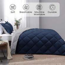 GT Bed BlanketGT Bed BlanketBasic  Comforter Set - Navy Blue Comforter Set Size, Reversible Bed Comforter Set All Seasons, Navy/, 1 Comforter (88x92) And 2 Pillow Shams (20x26+2)Bed Blanketbed Blanket - 10 - 火焰/木炭 - 查看 11