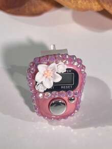 Handmade DIY Rhinestone Rosary Counter Watch, Lightweight & Portable, Cute Floral Decor Electronic Display Mantra Counter, Birthday/Ramadan/Valentine's Day Small Gift, Suitable For Religious Chanting Count During Ramadan, Daily Religious Practice, Ramadan Gift, Portable For Carrying