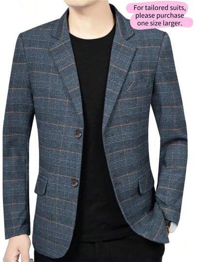 Men Notched Lapel Suit Jacket Casual Business Jackets Sports Coats Slim Fit Print Blazer