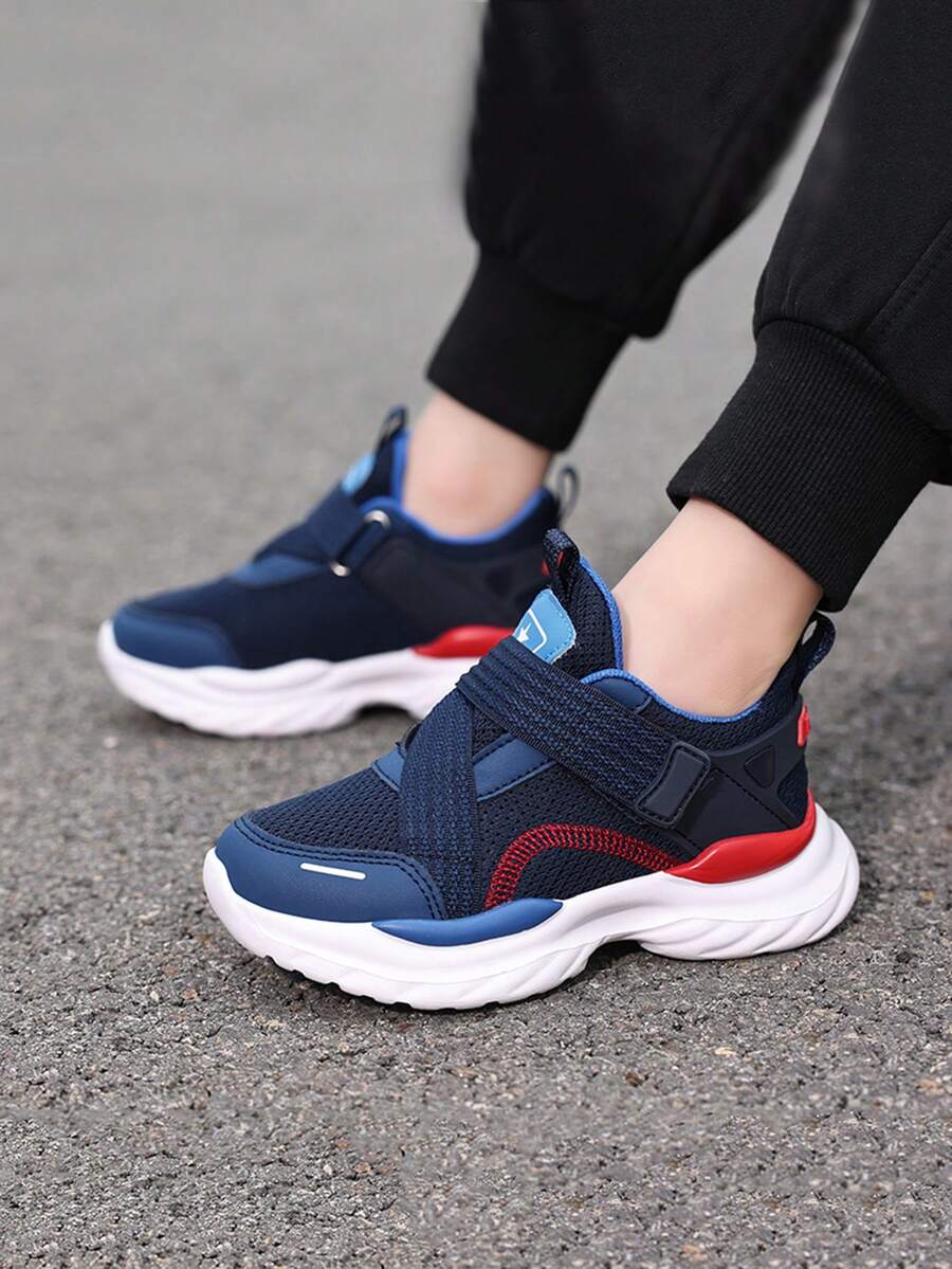 Boys' Simple Casual Style All-Season Non-Slip Wear-Resistant Lightweight Breathable Versatile Low-Top Children's Shoes Flat Shoes Running Sneakers - Màu xanh hải quân - Xem 1