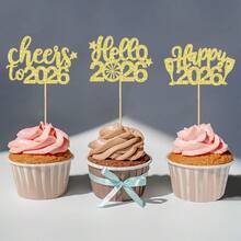 12/24 件新年快乐纸杯蛋糕装饰欢迎 2026 精选烟花高脚杯纸杯蛋糕装饰祝贺 2026 年新年快乐节日主题节日派对装饰 - 彩色 - 查看 2