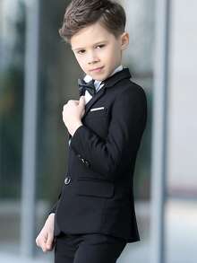6-16 Years Old Tween Boy Formal Suit Jacket, Suitable For Party And School Wear - Black - View 4