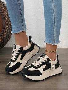 1 双高品质女士多功能四季时尚跑步鞋，平底 Gump 鞋，运动皮革表面，休闲日常穿着，运动休闲鞋，徒步鞋 - 卡黑 - 查看 6