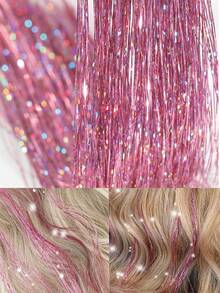 Tóc nối kim tuyến lấp lánh hình tiên nữ, tóc nối kim tuyến lấp lánh chịu nhiệt, thích hợp cho tiệc Giáng sinh, năm mới - Hồng nâu - Xem 2