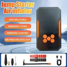 2-In-1 Portable Air Compressor/Charger, 3000A Peak 25L/Min Car Tire Air Pump, DC 12V 150PSI Portable Car Tire Air Pump, LED Light For Car Tire, Motorcycle, Bicycle