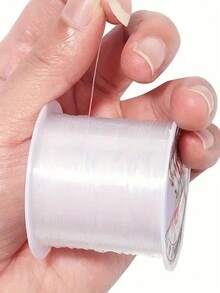 1/6roll Transparent Fishing Line Beading Non Elastic Ultra-Fine Crystal Thread Weaving Handmade Bead Winding,Woven Ring, Fish Silk Thread Bead String,White DIY Weaving Accessory Material - White - View 1