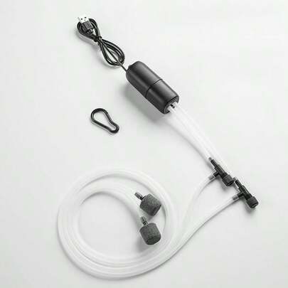 水族箱USB氧气泵鱼缸便携式双孔静音空气压缩机增氧器迷你可调风量配件