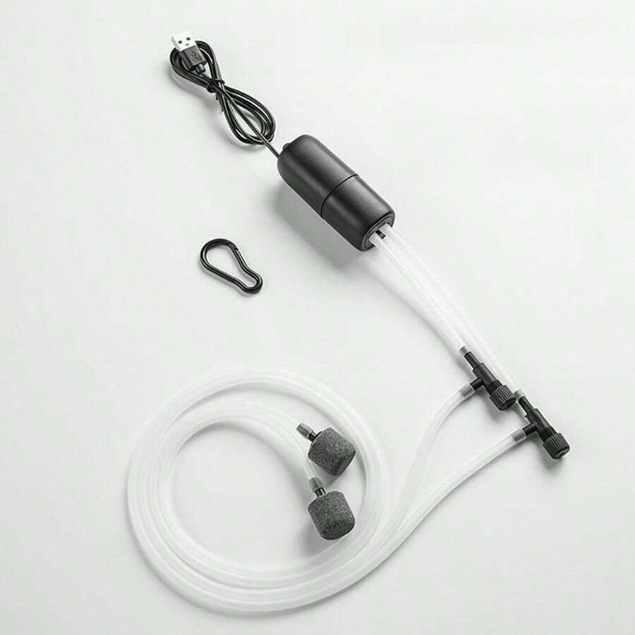 USB Aquarium Air Pump, Portable Dual-Port Silent Air Compressor Oxygenator, Adjustable Air Flow Accessories For Fish Tank