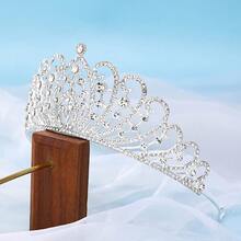 1 Peça Acessório de Coroa Feminina com Padrão Xadrez, Simples, porém Elegante. Confeccionado em Liga de Zinco Durável com Aplicações de Strass, Perfeito para Ocasiões Formais, Casamentos e Trajes de Festa.