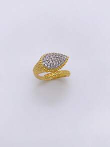 1枚小众设计铜镀双色戒指，几何宽戒圈，时尚高端珠宝，18K电镀工艺，高级定制 - 金色A - 查看 4