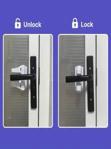 1pc Door Stopper With Anti-Slip Lock Clasp, Suitable For Home Use, No Need To Sew On Door, Portable And Door Handle Lock, Door Bar Lock For Anti-Theft Door And Handle Adhesive - Multifunctional Door Lock Unlock Device - Multicolor - View 6