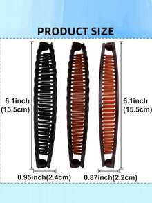 3/2/1pc Women's Large Banana Hair Clips - Vintage Non-Slip Double Comb Claw Clips For Thick, Long, Curly Hair, Secure Hold & Gentle Detangling, Coffee & Black, Christmas Gift, Banana Clips For Hair, Decorative Hairpiece, Retro Style, Sturdy Construction, Holiday Gift ,Hair Styling Tools ,Hair Styling Kit