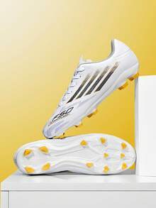 New Recommended Soccer Shoes For Men, Women, And Teenagers, Featuring Long Studs, Non-Slip, Low-Top, Durable Design For All-Season Wear, Suitable For Daily Grass Soccer Training And Matches - White - View 5