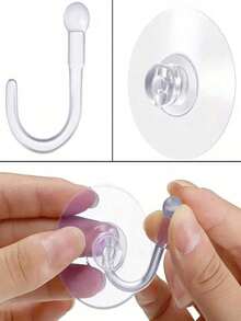 10 (5cm) Transparent Suction Cup Hooks, Strong Suction Cup Holder, Plastic Hooks, Silicone Material, Easy To Install, Suitable For Kitchen, Bedroom, Bathroom, Living Room, Store Glass, Windows, And Smooth Walls. Car Window Hooks. Store And Hang Small Items. - Clear - View 2