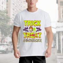 Camiseta de Halloween 'Truco o ' para Hombre - 100% Algodón. Camiseta negra de manga corta con estampado colorido y llamativo. Casual; Ajuste cómodo. Regalo perfecto para hombres. Mujeres. Familia; Amigos. Tallas S-XXXL. Lavable a máquina. Ropa Casual Diseño Audaz de Halloween Camisa 100% Algodón - Blanco - Ver 4