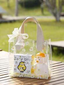1 Stück PVC transparente Kunststoff Handtasche, Hochzeits-Geschenktasche, hochwertige kleine Gänseblümchen Geschenktasche für Süßigkeiten, geeignet für tägliche Festlichkeiten und Hochzeitsfeier Geschenkverpackung.