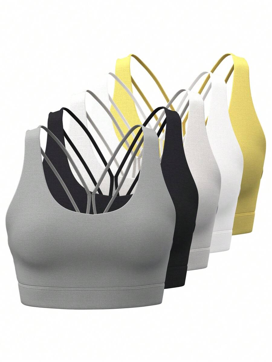 Blueplus 1pc Women's  Yoga Tank Tops Breathable Sports Bra With Shockproof And Gathered Function Giving You A Beautiful Back Shape  Yoga Underwear  Workout Tank Gym Top - 犀牛灰 - 查看 1