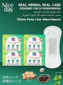 Niceday 60 peças/4 caixas, 155mm de uso diário, Absorventes Higiênicos de Artemísia, Absorventes Higiênicos Herbais, Absorventes Higiênicos Ultrafinos para Período, Absorventes Higiênicos Menstruais Super Macios, Contendo Ingredientes de Artemísia, Junça e Angélica, Aliviam a Dor Menstrual, Superfície de Algodão Orgânico, Não Irritante, Respirável e Seco, Alta Absorção, Sem Vazamento