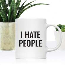 Andaz Press 趣味陶瓷 11 盎司咖啡杯礼物，我讨厌人，1 件装| 送给朋友和同事的完美礼物，新奇办公室幽默，适合所有季节生日节日礼物、圣诞节礼物、陶瓷杯和餐具、马克杯、咖啡杯、茶杯、牛奶杯、陶瓷杯 - 彩色 - 查看 5