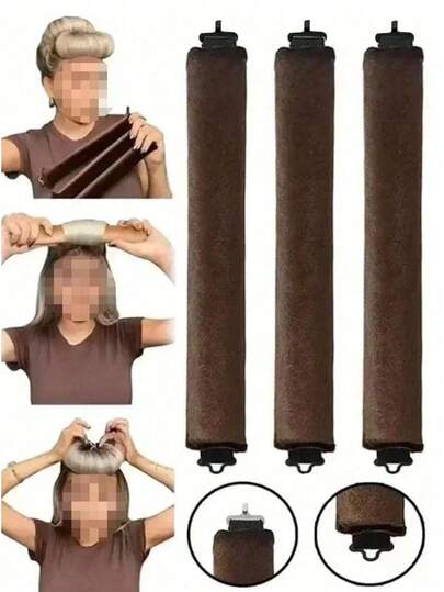 3 piezas Conjunto de rizador de cabello sin calor para mujeres, incluye: rizador de cabello con diadema, rizador de cabello caliente, con alambre metálico flexible incorporado, se puede usar para rizarse el cabello mientras duerme, relleno de goma de alta elasticidad, suave, rizador de cabello sin calor, adecuado para cabello normal, accesorio de rizado holgado, estilo europeo y americano simple para ondas grandes mientras duerme