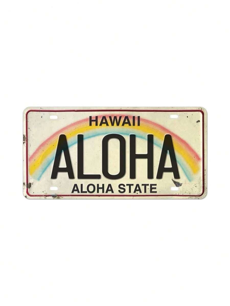 1pc, "Hawaii Aloha State - Aloha" Metal Licence Plate Tin Sign (12"X6"/30cm*15cm) , Vintage Plaque Decor, Home Decor, Room Decor, Wall Decor, Restaurant Decor, Bar Decor, Cafe Decor, Garage Decor,Wall Art,Canvas,Poster Gifts Birthday Graduation - Bạc - Xem 1