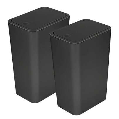 2PCS Slim Bathroom Bin With Lid – 10L Plastic Rubbish Bin Set For Toilet, Bedroom, Office, Kitchen – Push-Button Waste Bins