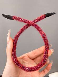 DOU LE 波浪针织发带 - 纯紫色波西米亚风涤纶，美妆，发箍