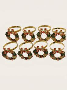 إكليل معدني مطلي بالراين ستون ، إكليل راين ستون أنيق - تصميم توت أحمر - حلقة معدنية ثقيلة الوزن لحفلات العطلات ، حفلات الزفاف - ديكور مركزي للمطعم سهل التنظيف - إعداد طاولة عيد الميلاد ، ديكور المنزل للعطلات ، إكليل متين ، ديكور الزفاف ، إكليل العطلات