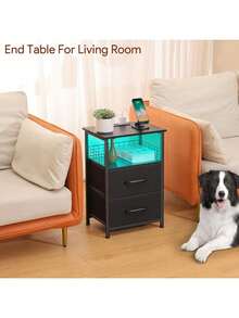 ✨LAKEMID Nightstand Set Of 2 , Night Stand With Drawer, Side Tables Bedroom, End Table For Living Room, Office|Enhanced Design|Suitable For Pet-Owning Households|Autumn & Winter Heartwarming Gift|Christmas & Halloween Gift|Newly Upgraded Thickened Edition|Thanksgiving Day|Celebration Gifts|NYE Party Gifts|Lunar New Year 2026|New Year's Eve|Valentine's Gifts|Made Me Buy It: Must-Haves To Stock Up On✨ - 黑色 - 查看 10